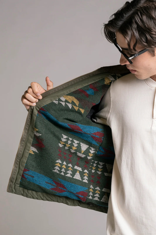 ORION SPITFIRE JACKET IN CANVAS MILITARY GREEN