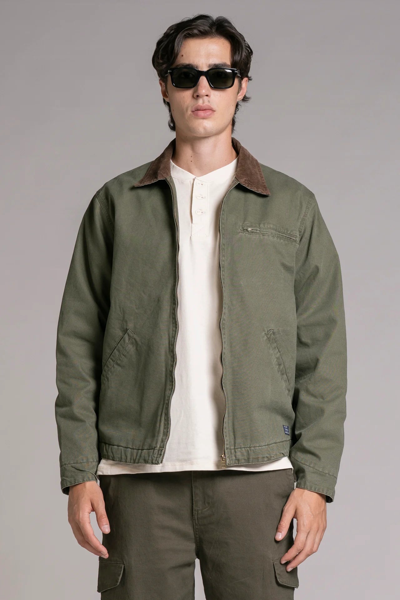 ORION SPITFIRE JACKET IN CANVAS MILITARY GREEN