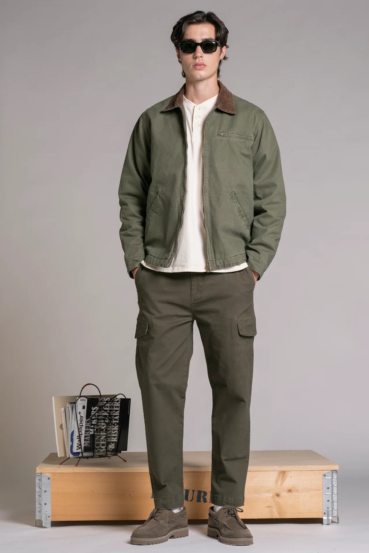 ORION SPITFIRE JACKET IN CANVAS MILITARY GREEN