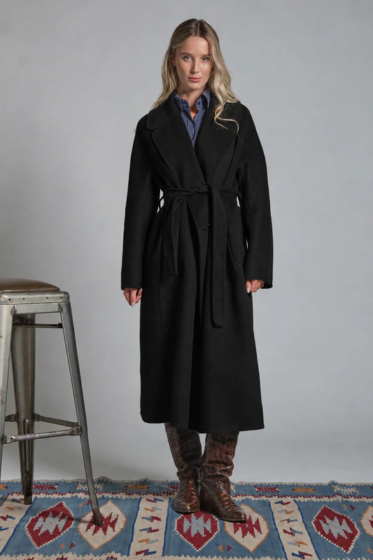 IMPURE CLAIRE CAPPOTTO LUNGON IN MIXED WOOL BLACK