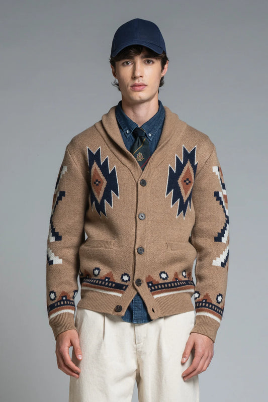 IMPURE SAWYER CARDIGAN SCIALLATO NAVAJO IN LAMBSWOOL BEIGE