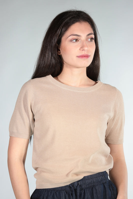 ANNA T-SHIRT IN FILO BEIGE