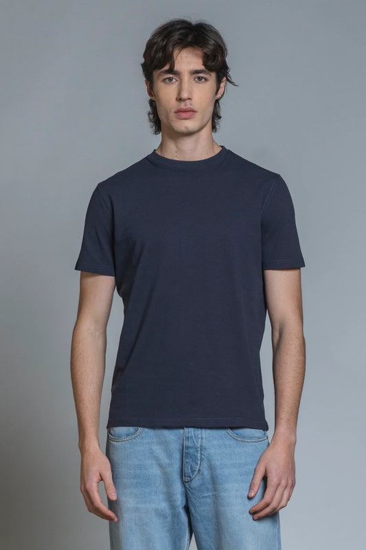 JOSHUA T-SHIRT IN PIQUET STRETCH NAVY