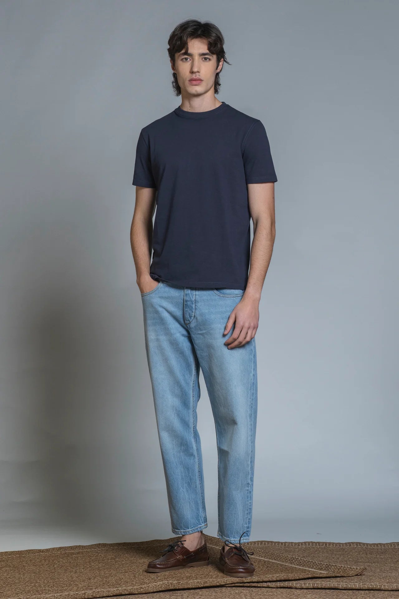 JOSHUA T-SHIRT IN PIQUET STRETCH NAVY