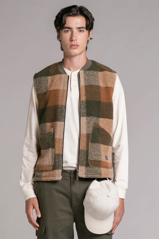 TERRY GILET IN WOOL CHECK