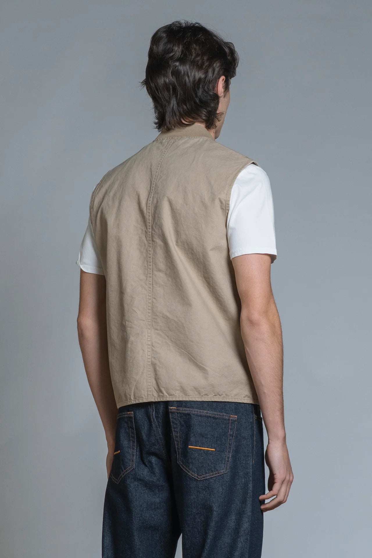 TERRY GILET ZIP COTTON SLUB DESERT
