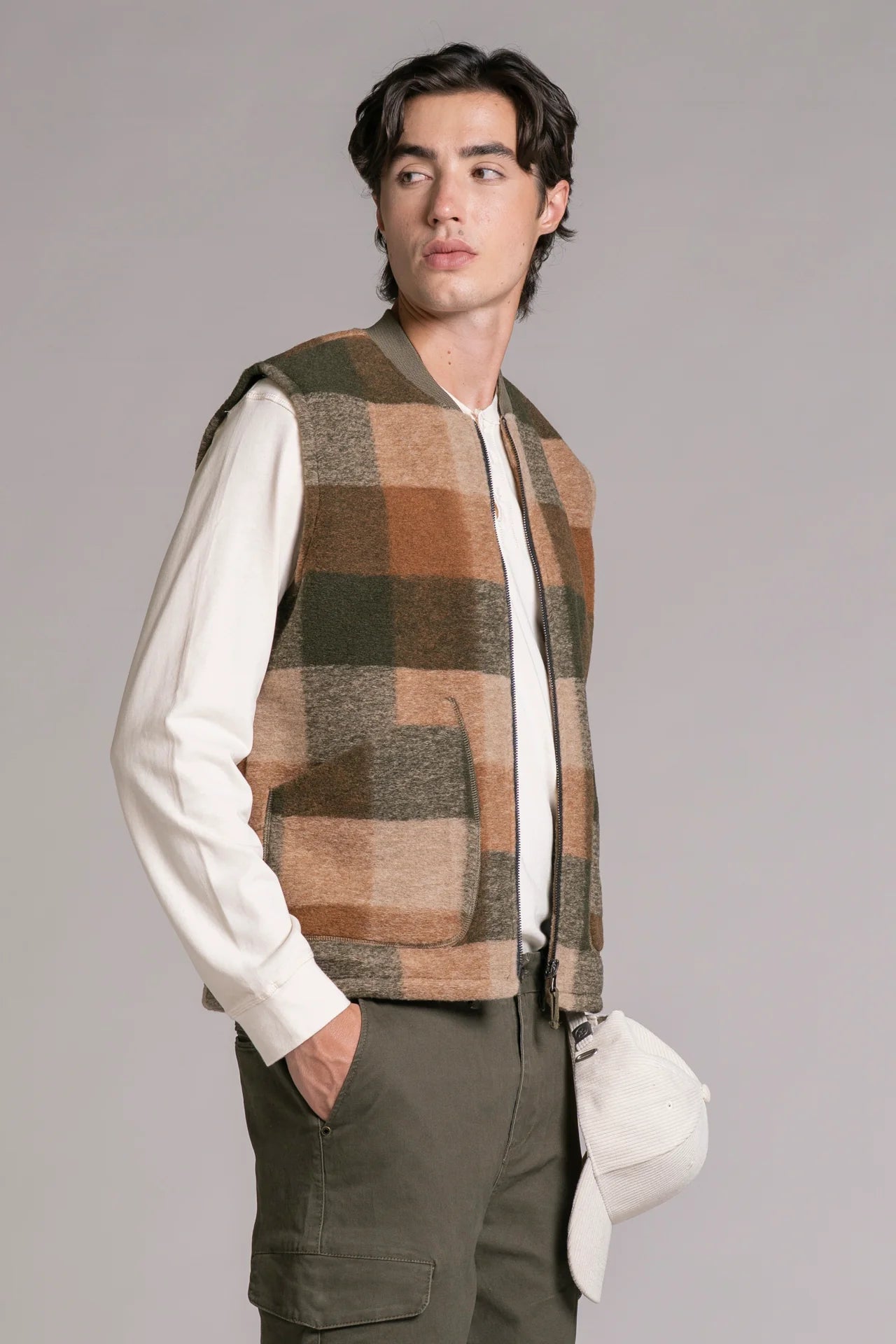 TERRY GILET IN WOOL CHECK