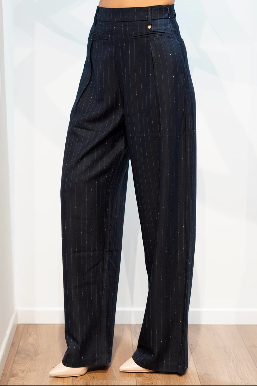 GL PANTALONE PALAZZO GESSATO NAVY