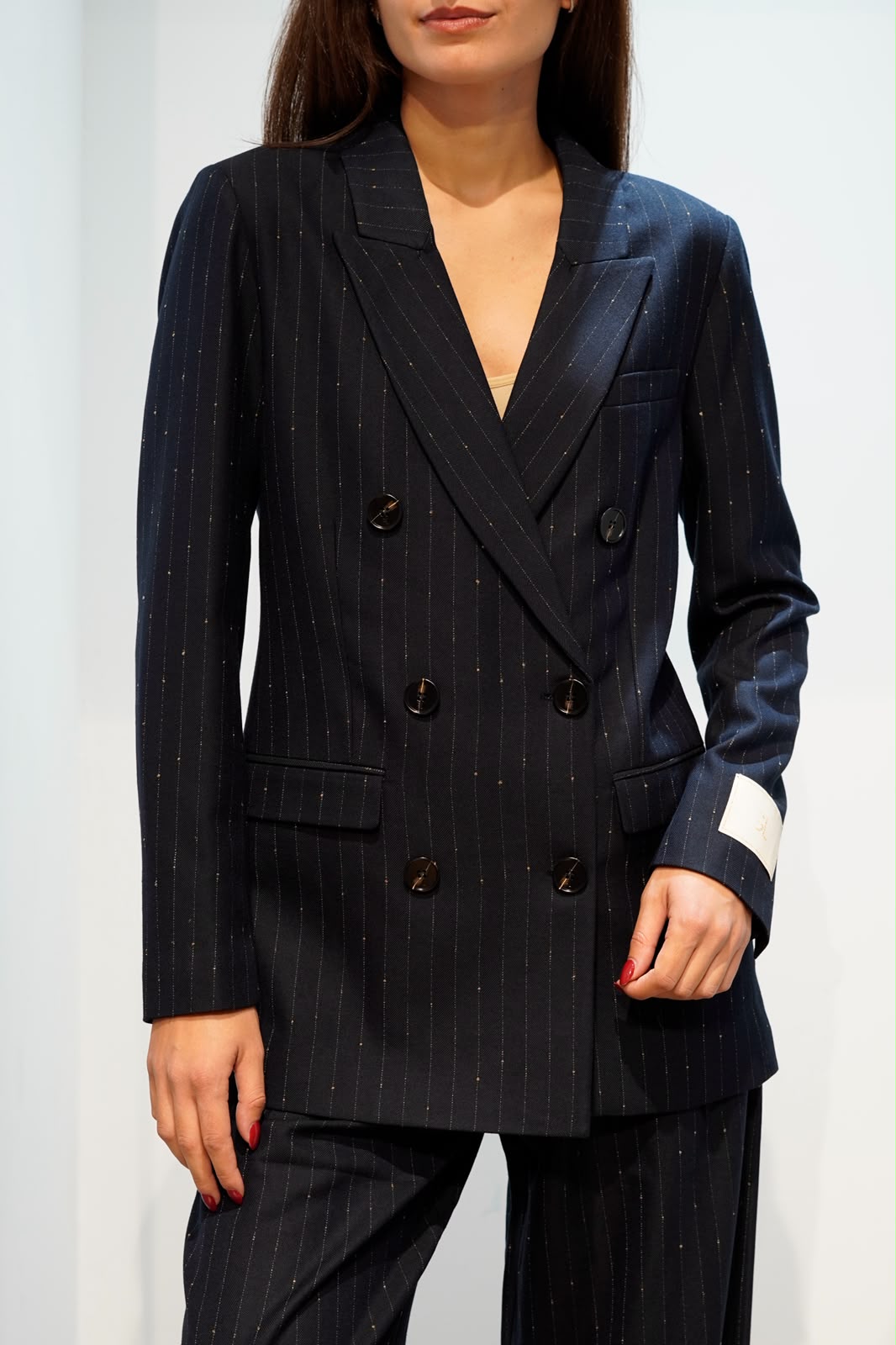 GL BLAZER DOPPIOPETTO NAVY GESSATO