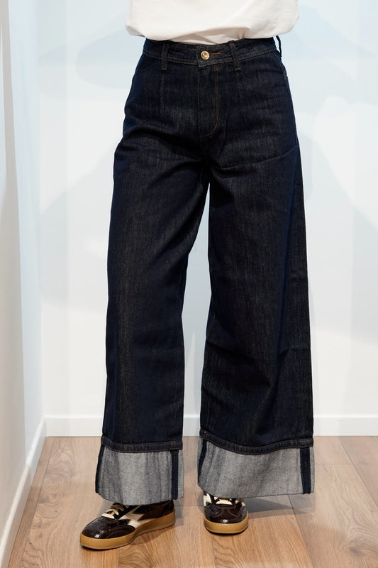 GL JEANS WIDE LEG CON  RISVOLTO LAVAGGIO ZERO