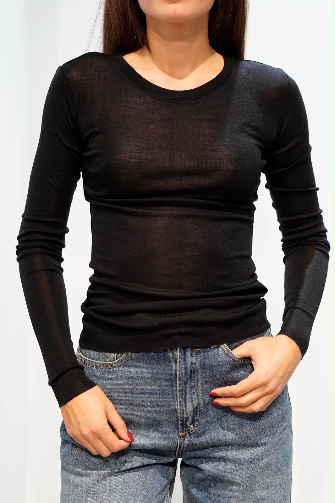 GL MAGLIA SOTTO GIACCA IN MISTO LANA BLACK