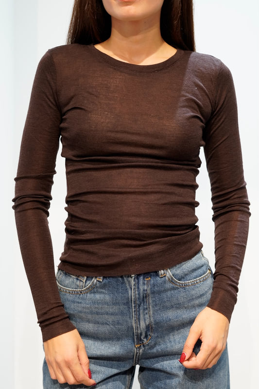 GL MAGLIA SOTTO GIACCA IN MISTO LANA CIOCCOLATO