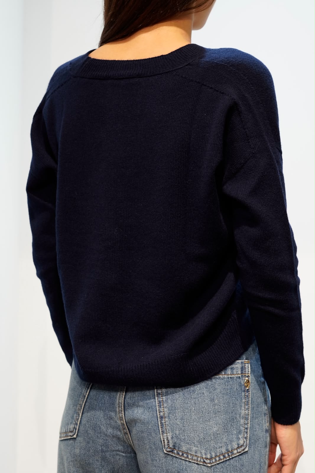 RETOIS MAGLIONE SCOLLO "V" IN CASHMERE NAVY