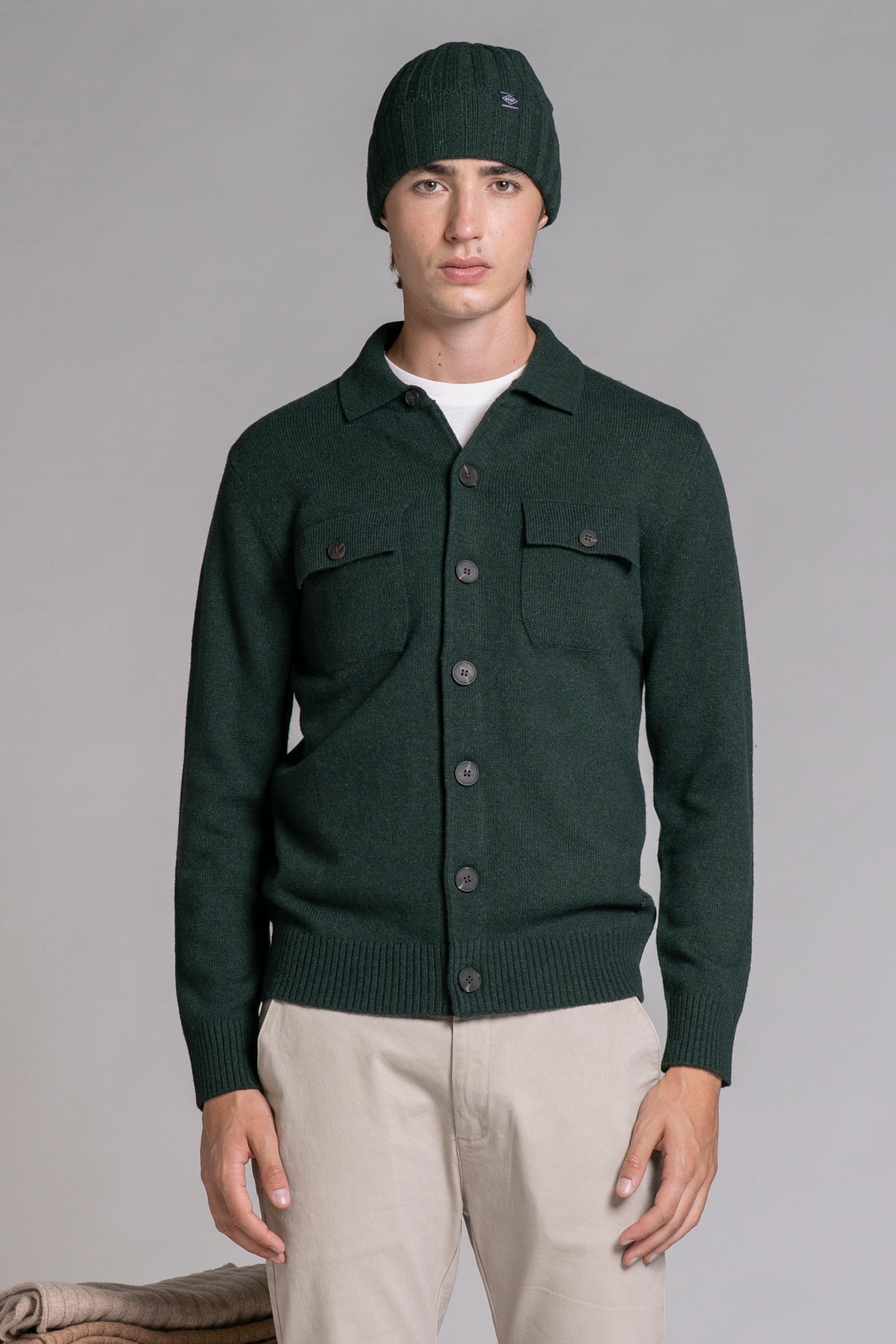 ZACK OVERSHIRT IN LAMBSWOOL DARK GREEN
