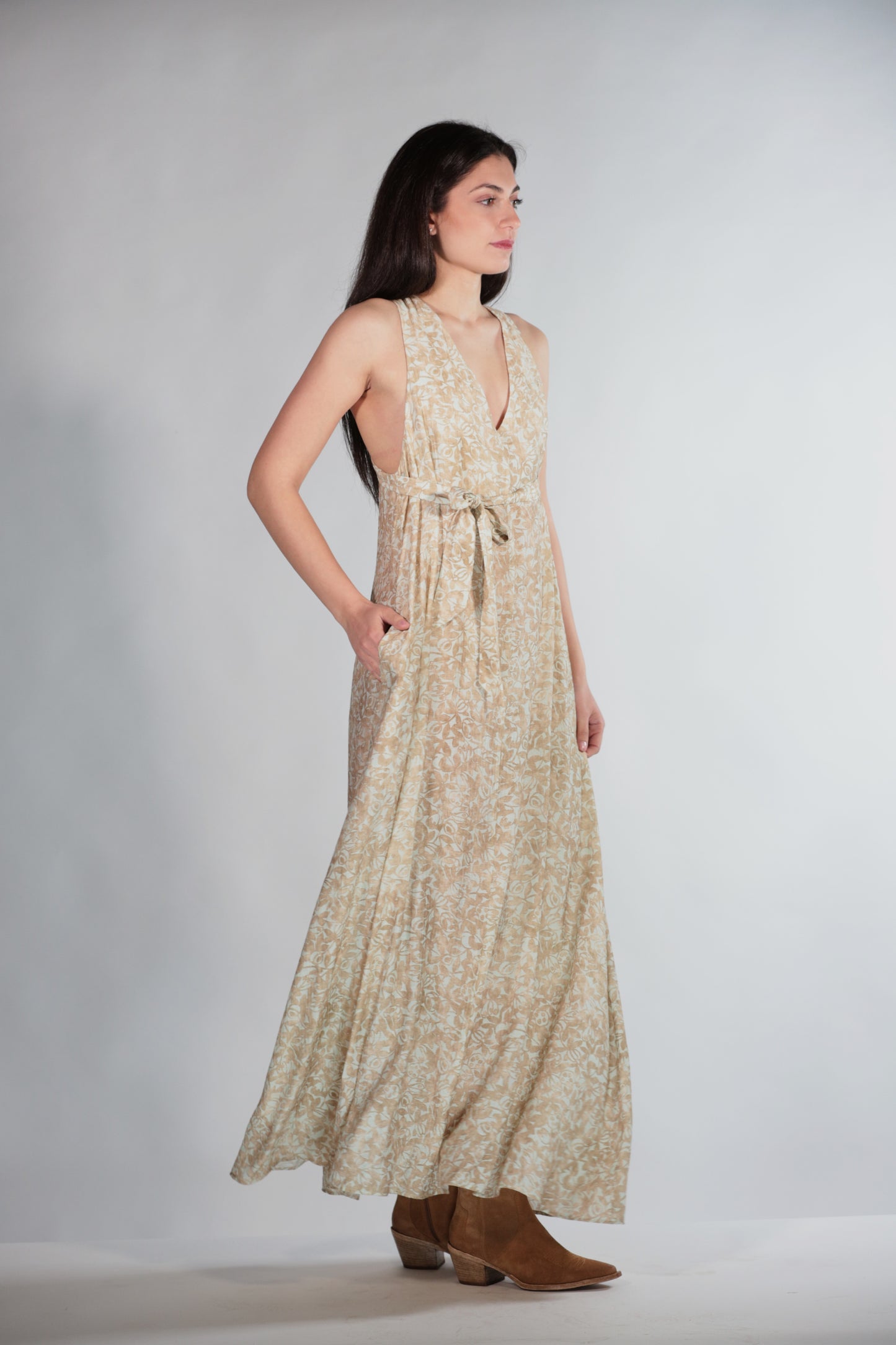 LORELLA ABITO FANTASIA BEIGE
