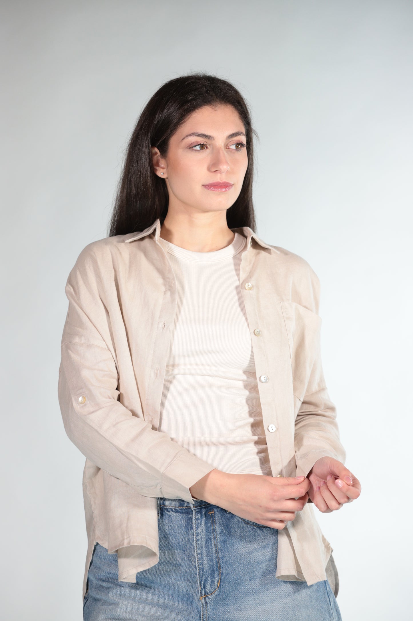 OLIVIA CAMICIA IN PURO LINO SAND