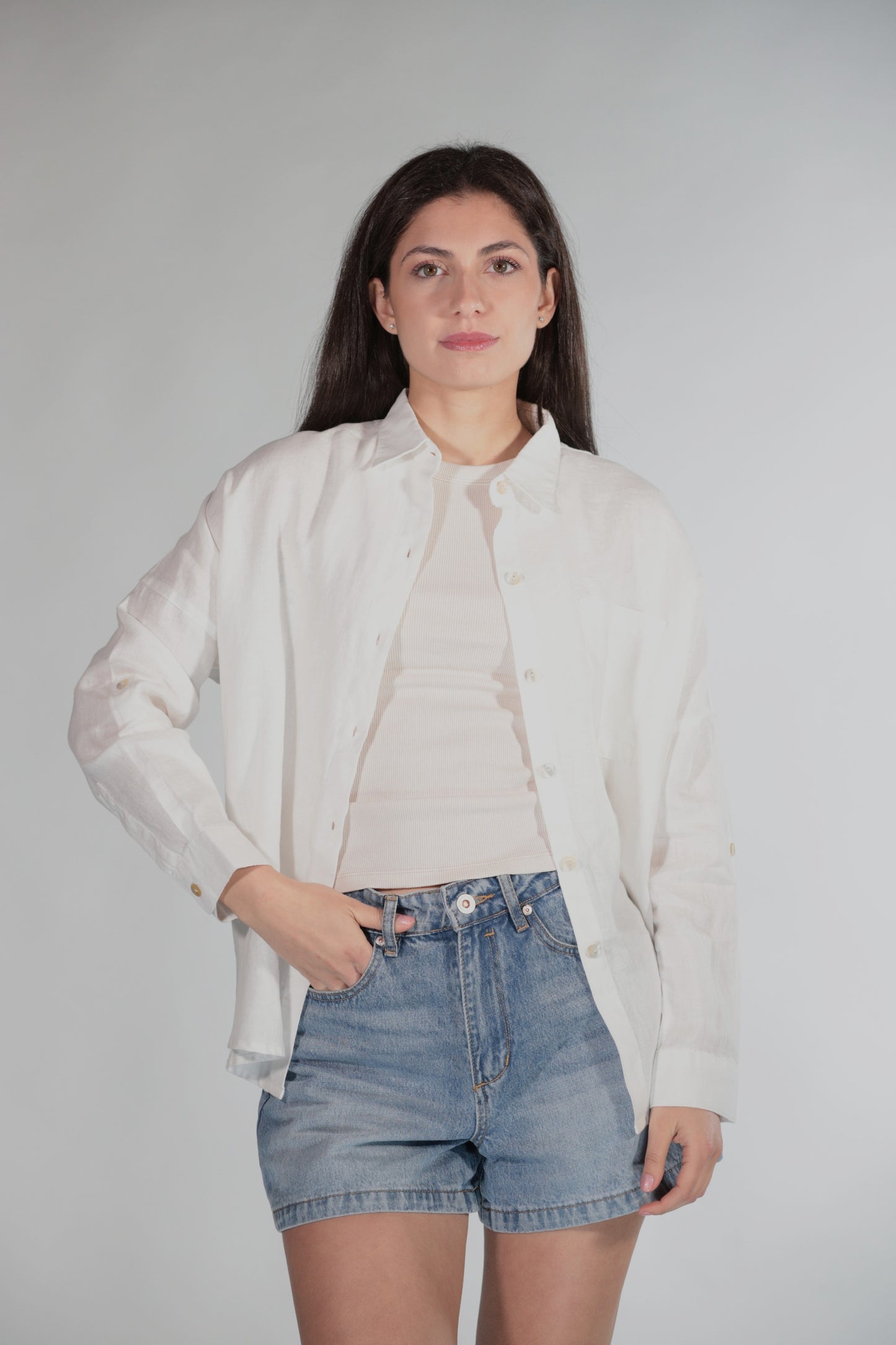 OLIVIA CAMICIA IN PURO LINO MILK