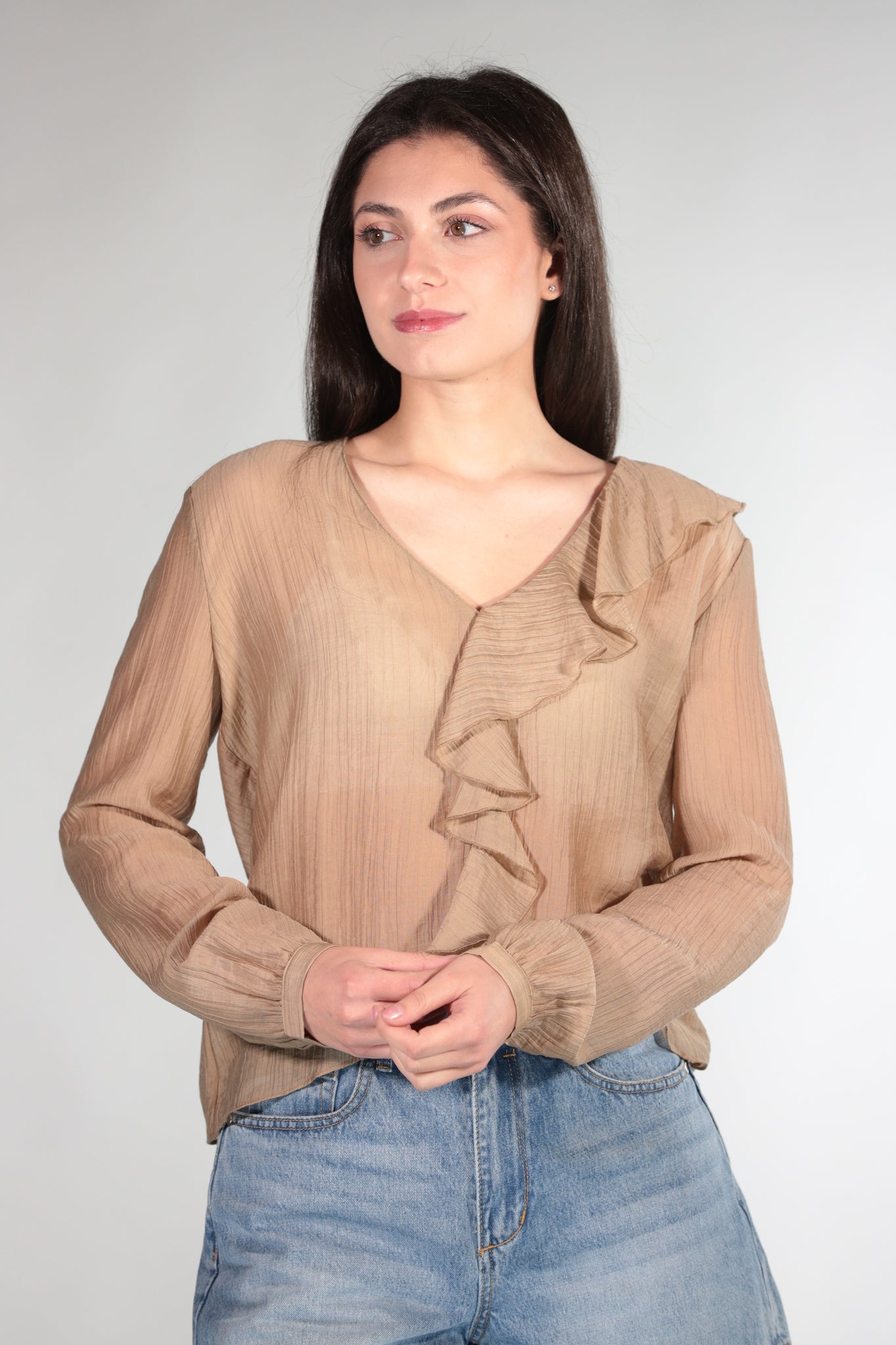 BLUSA SETA LIGHT BROWN