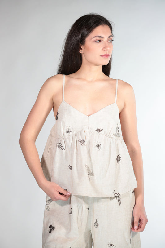 CRIS TOP MISTO LINO BEIGE