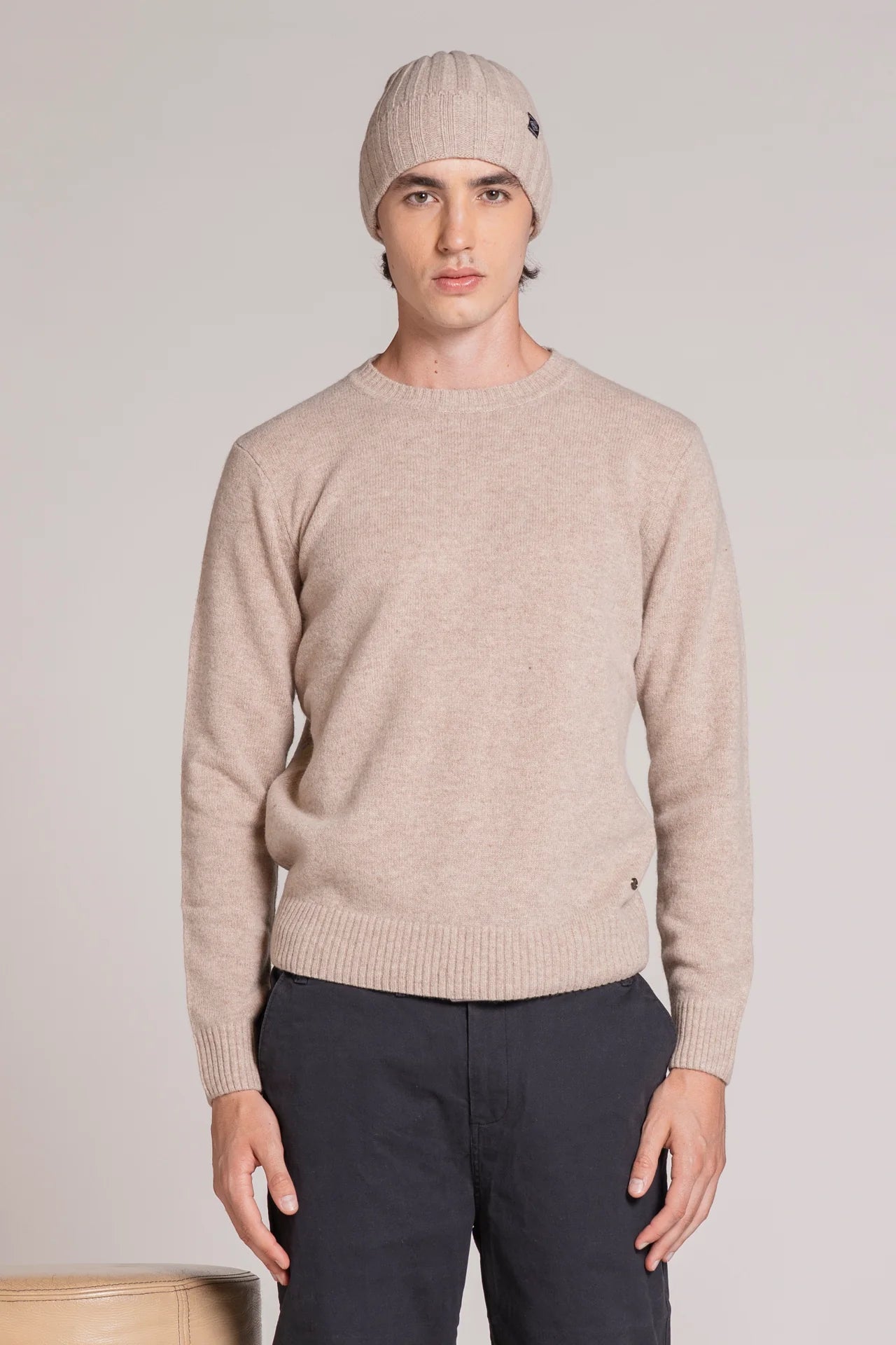 CHARLIE SWEATER IN LAMBSWOOL LT. BEIGE