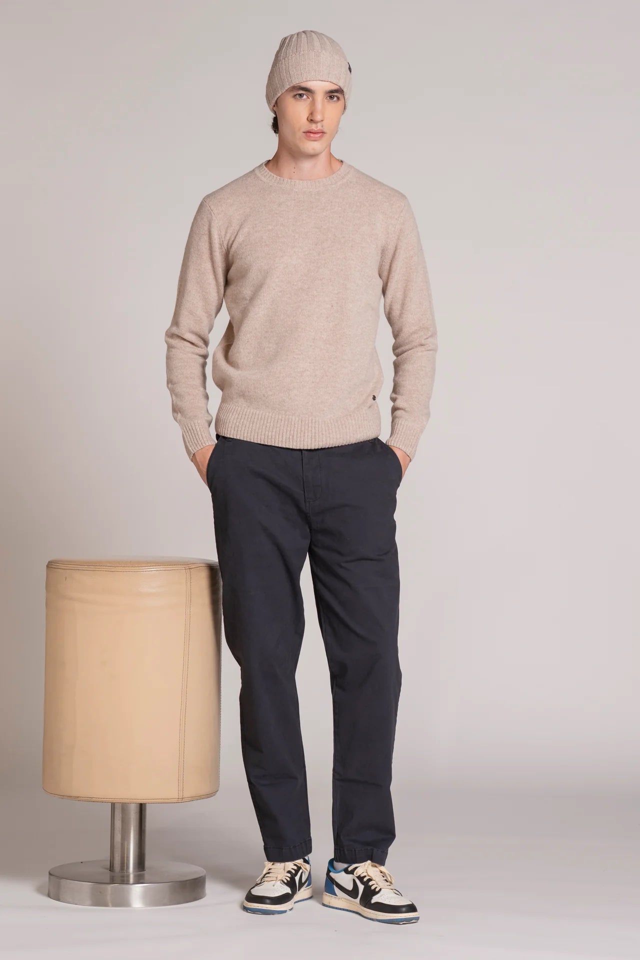 CHARLIE SWEATER IN LAMBSWOOL LT. BEIGE