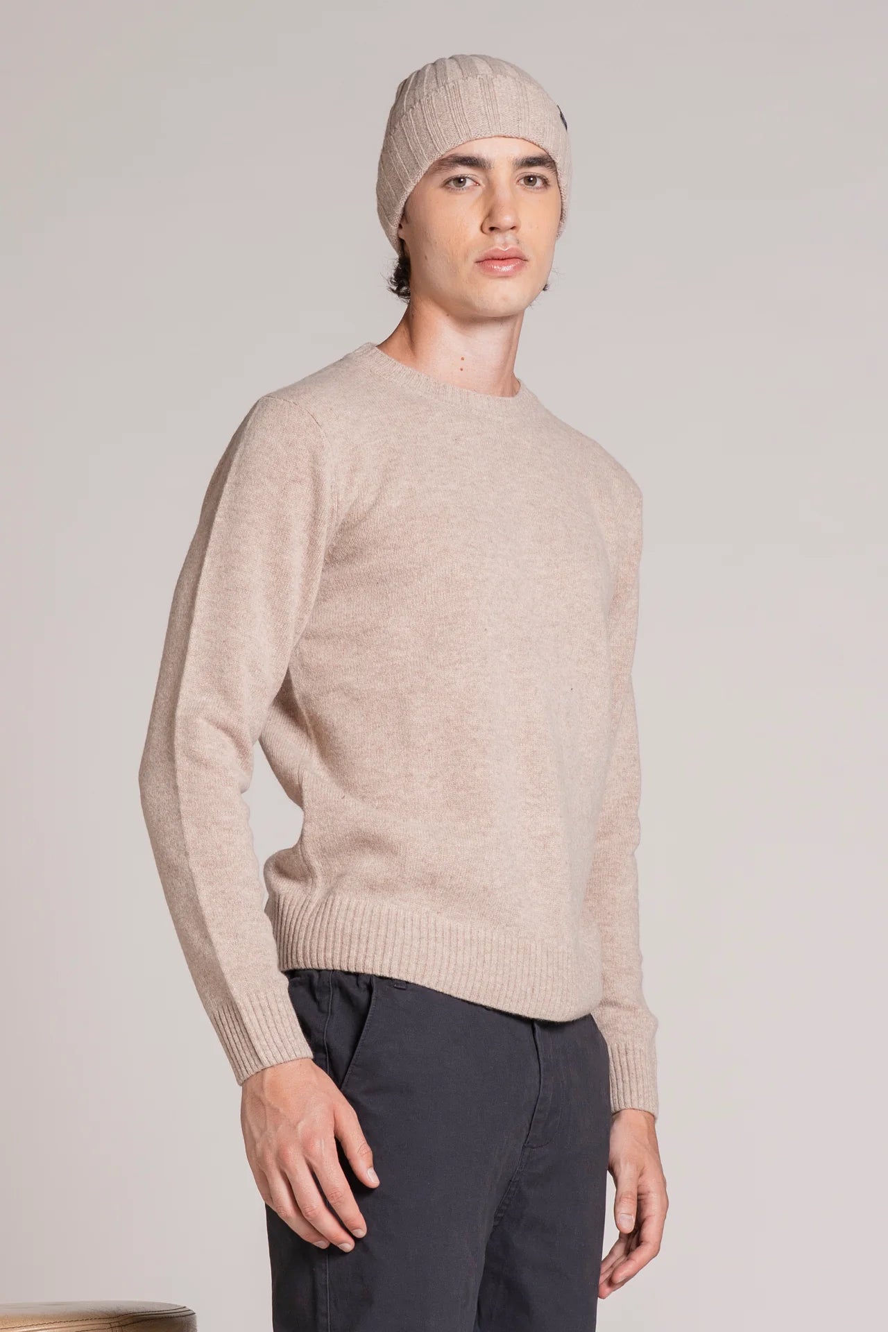 CHARLIE SWEATER IN LAMBSWOOL LT. BEIGE