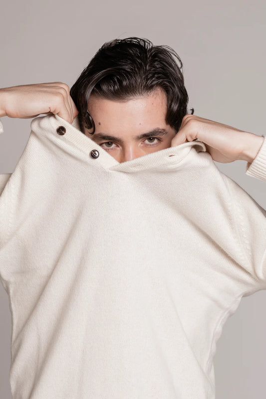 COLIN POLO SWEATER IN LAMBSWOOL WHITE