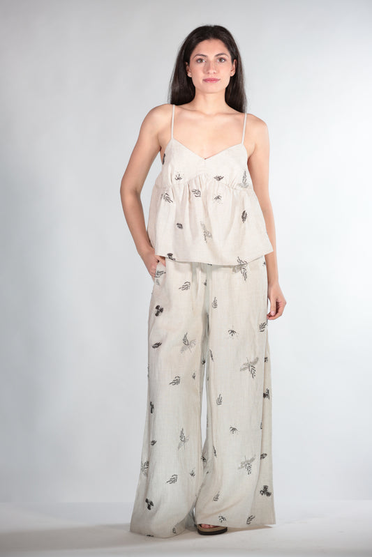ELISA PANTALACCIO MISTO LINO BEIGE