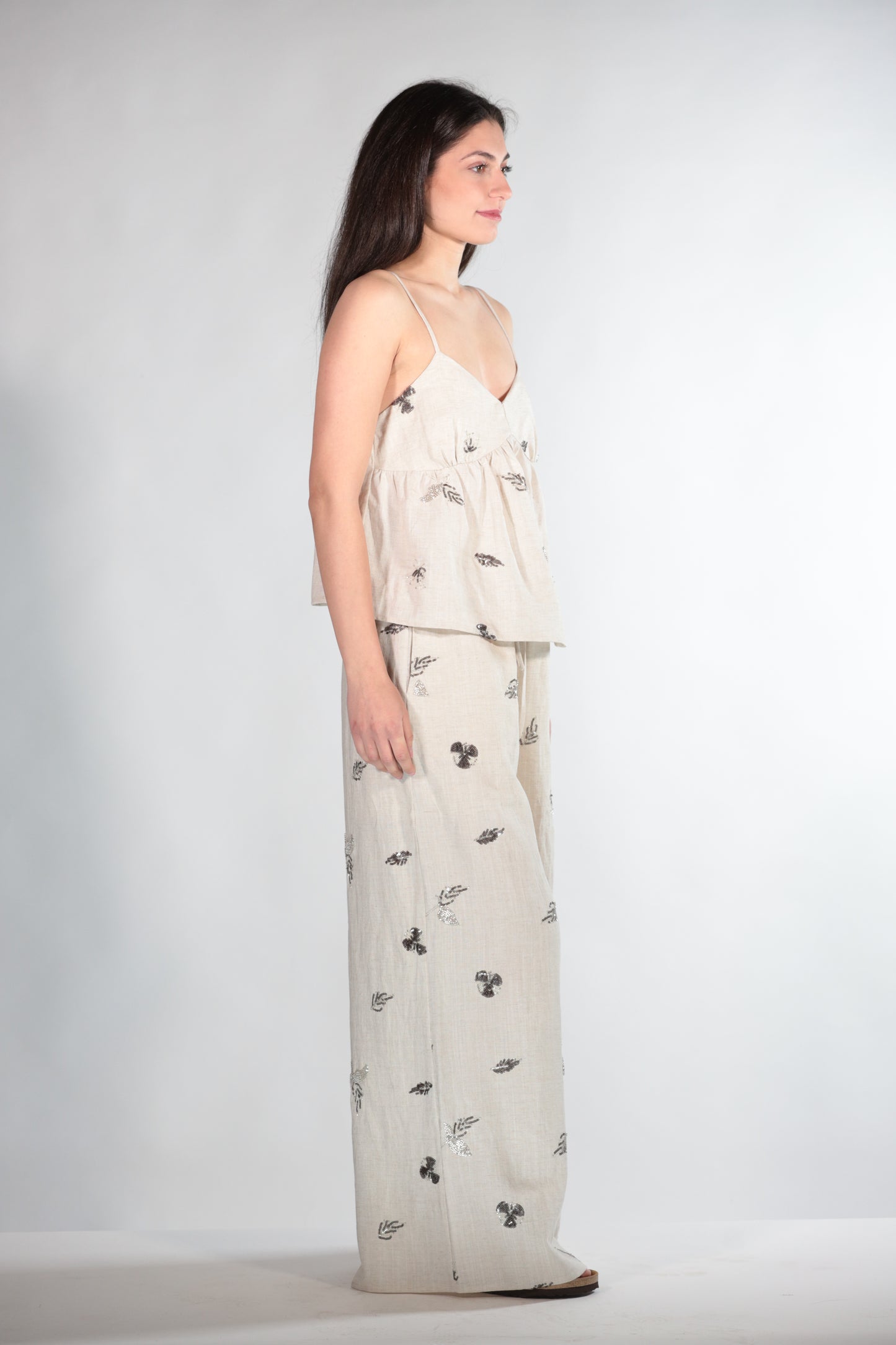 CRIS TOP MISTO LINO BEIGE