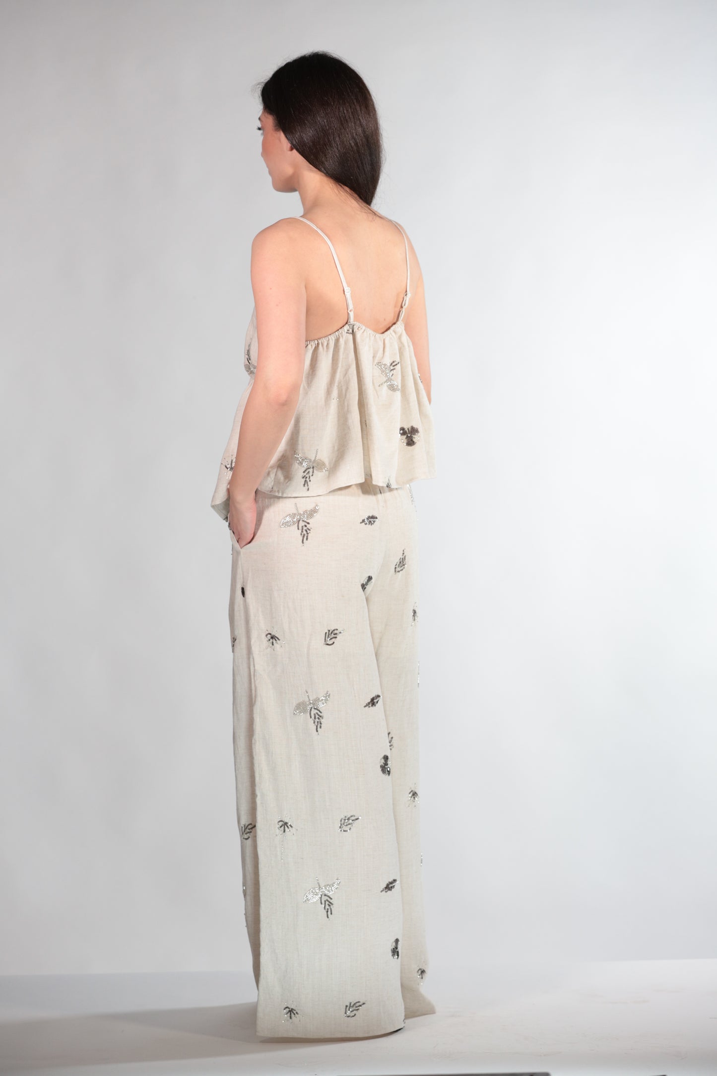 CRIS TOP MISTO LINO BEIGE