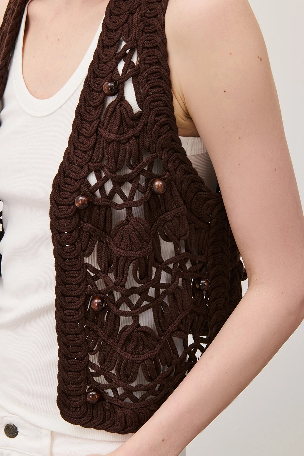 GILET CROCHET BROWN