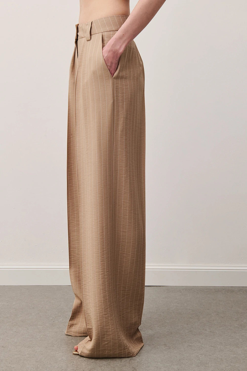 PANTALONE FULL LENGHT GESSATO BEIGE