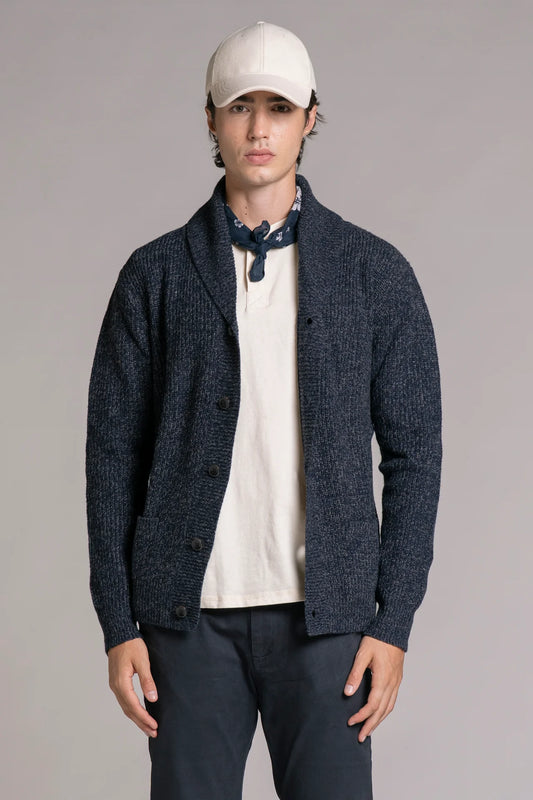 DANIEL CARDIGAN SCIALLATO IN MOULINE' NAVY
