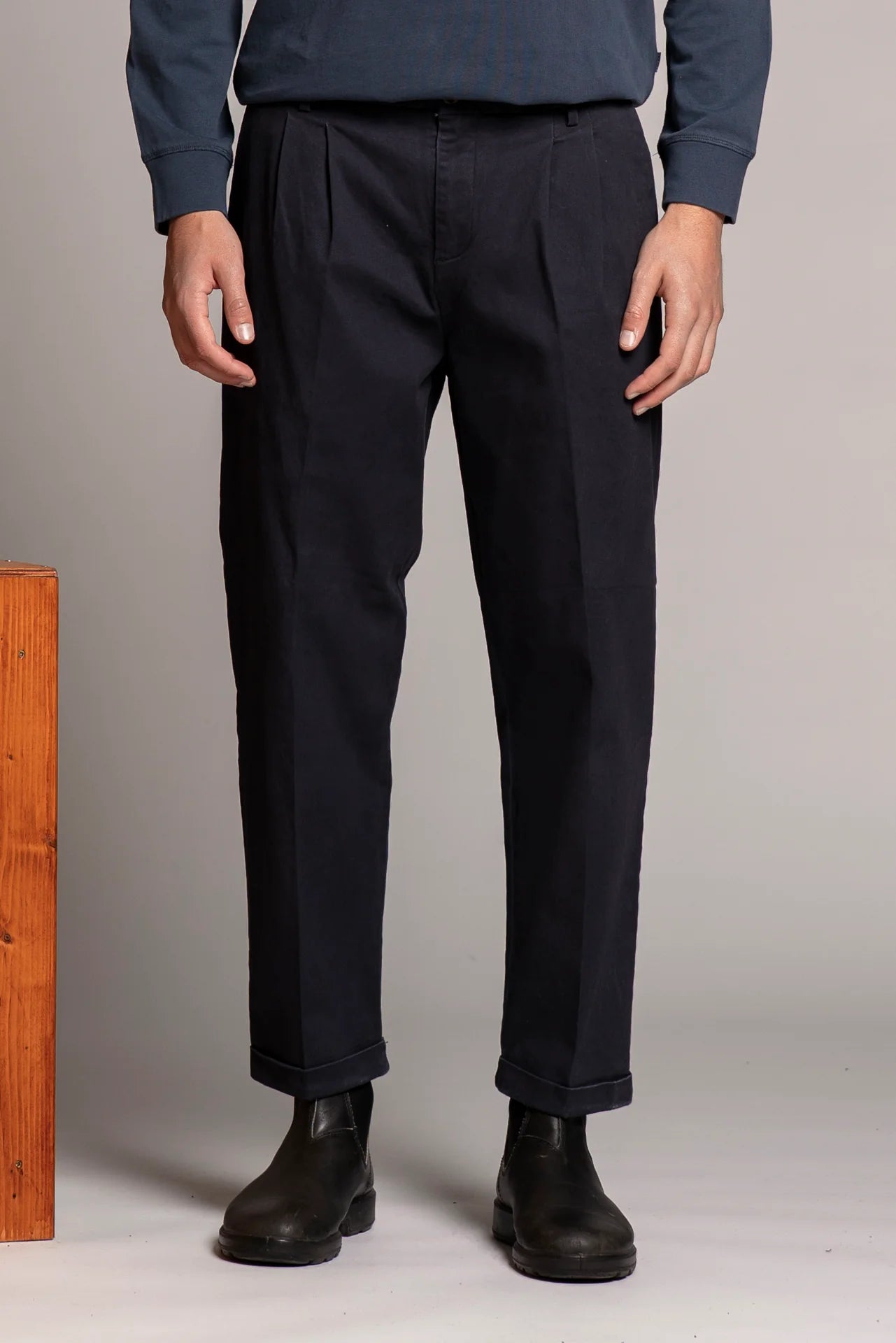 DEVIS CHINO LONG IN TWILL NAVY