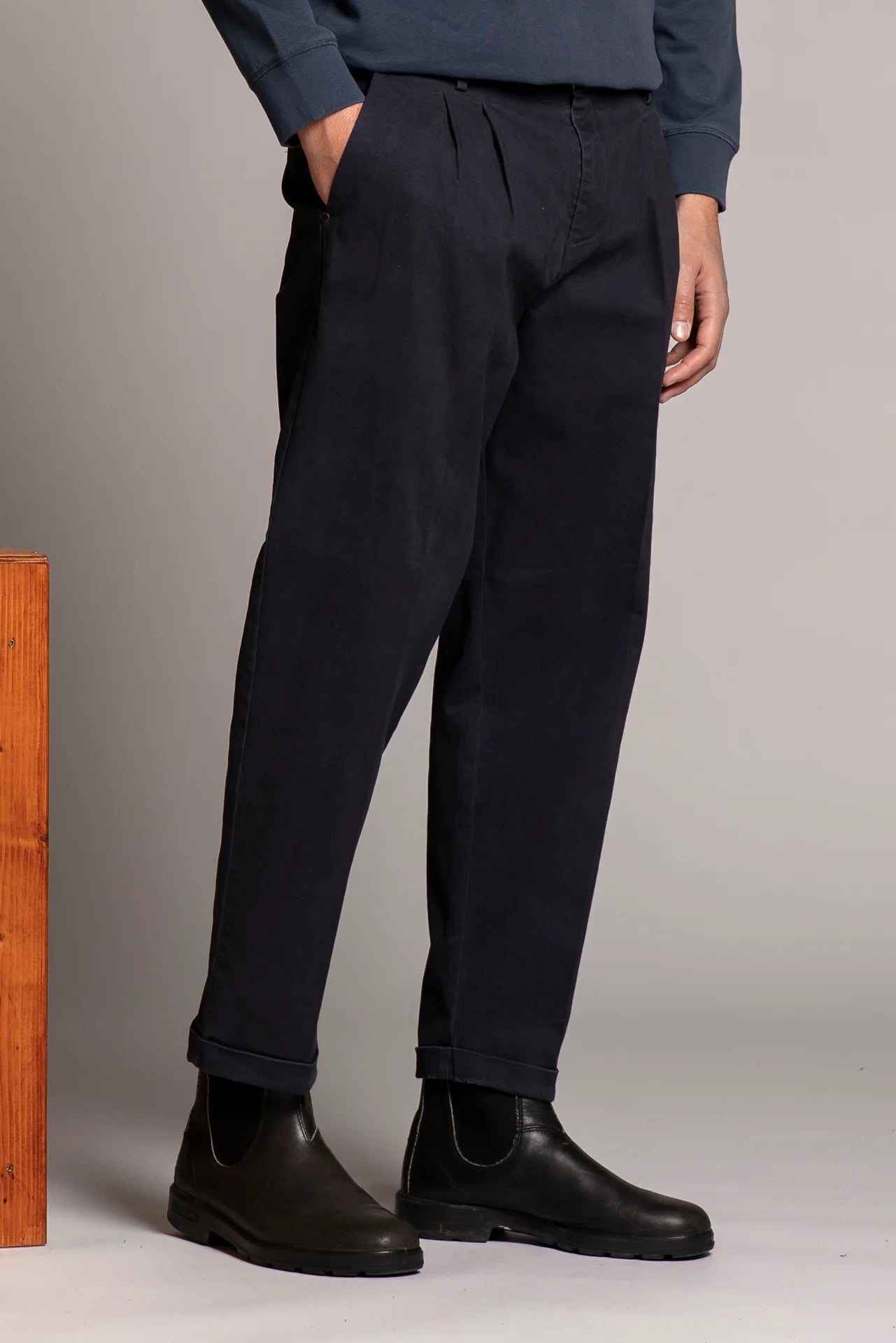 DEVIS CHINO LONG IN TWILL NAVY