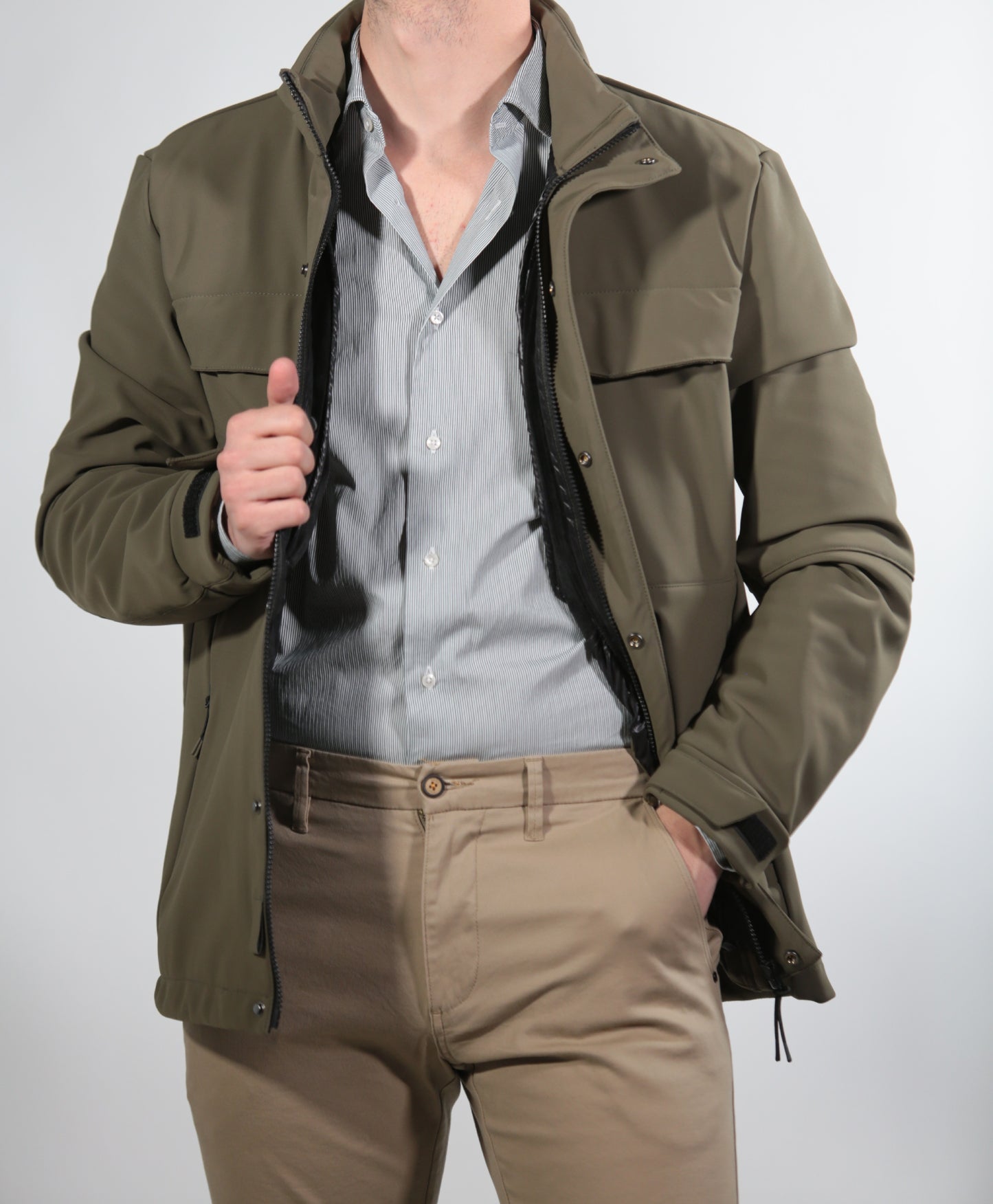 FIELD JACKET IN STRETCH GREEN