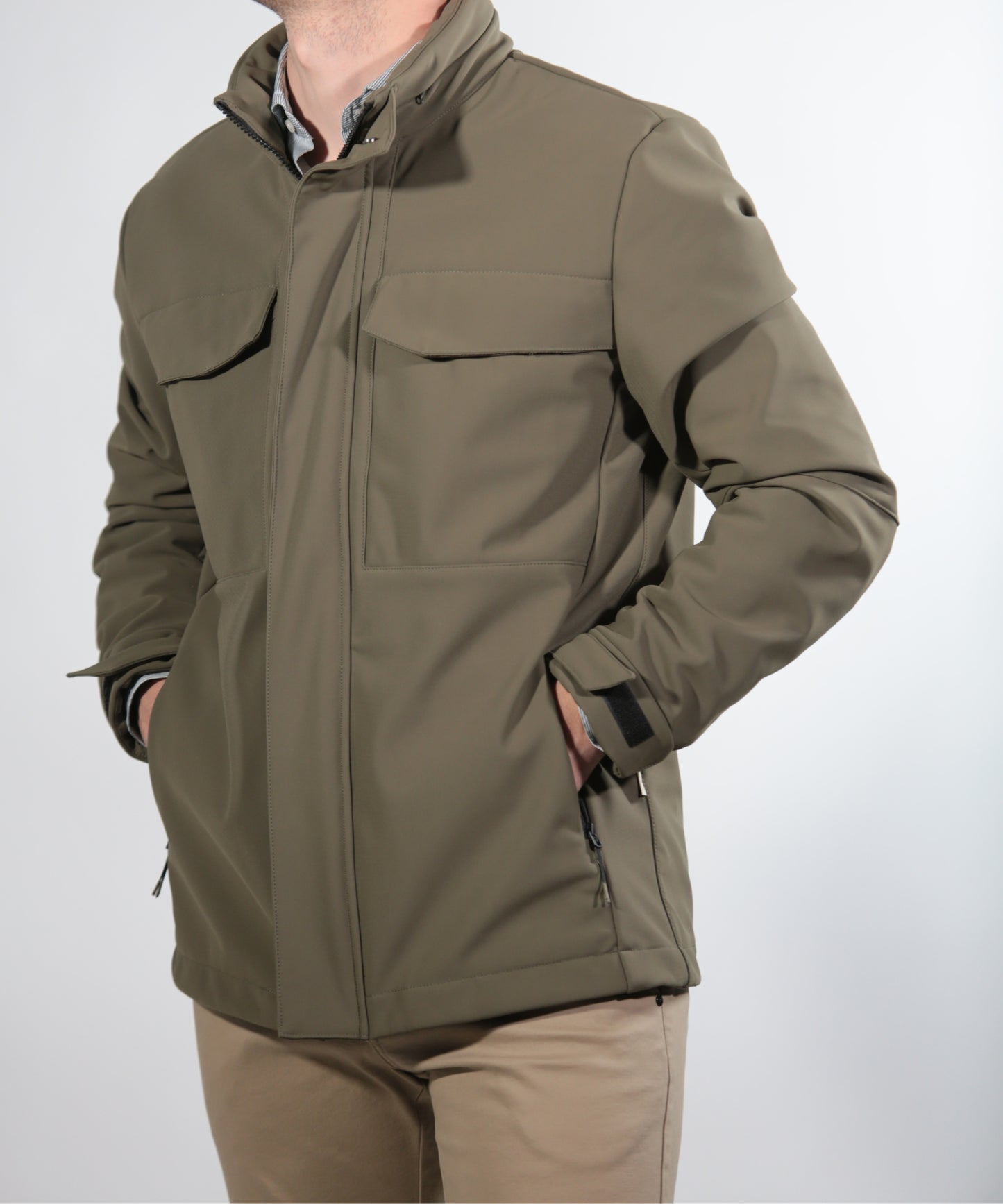 FIELD JACKET IN STRETCH GREEN