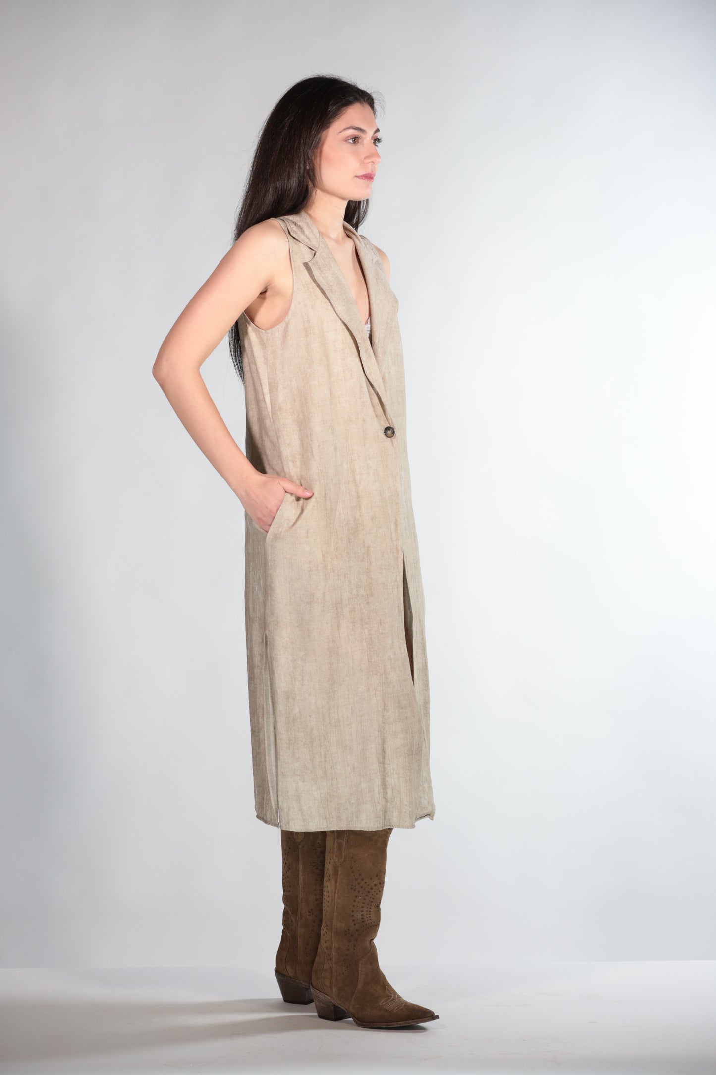 JENNY GILET LONG  BEIGE