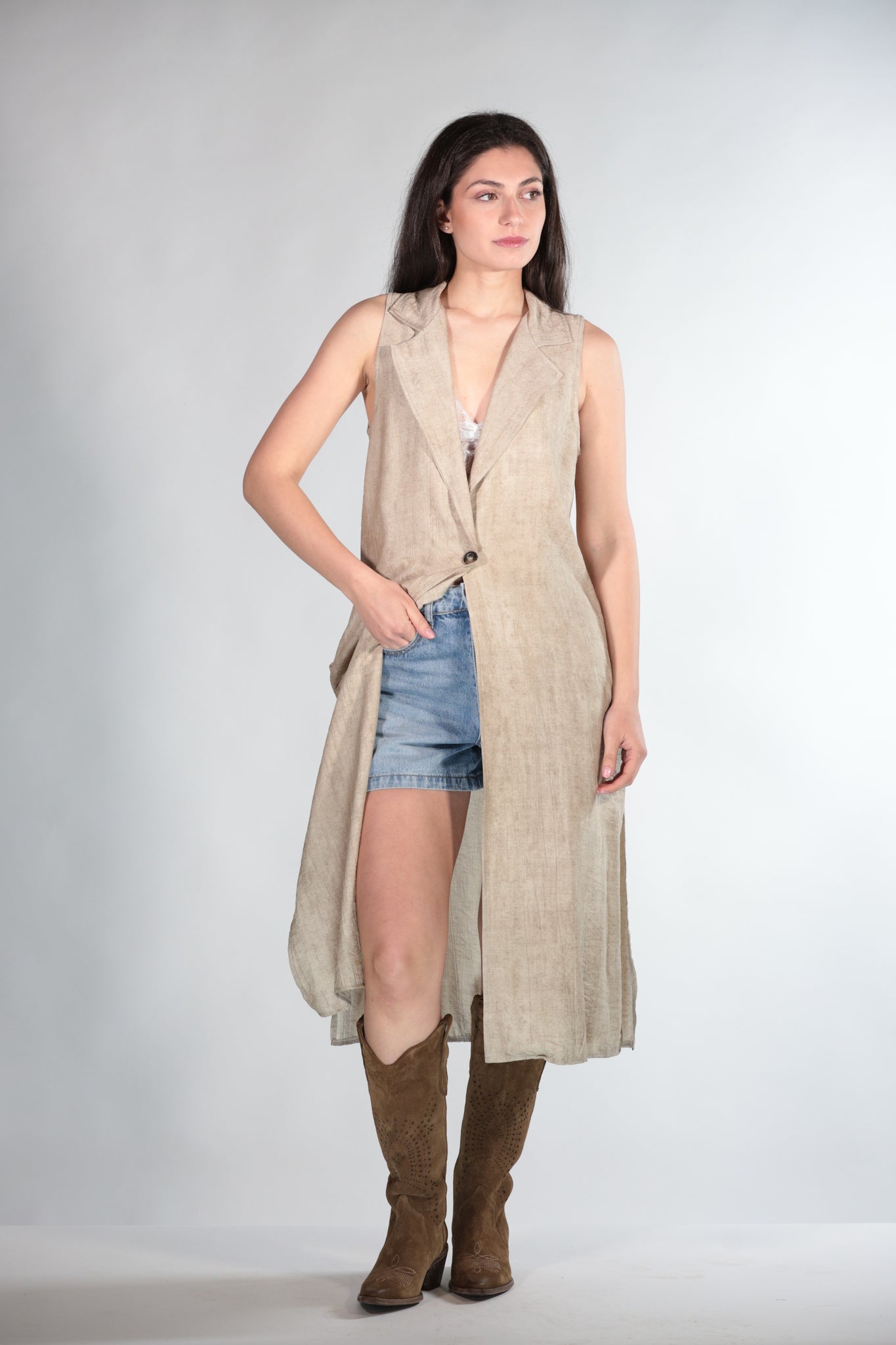 JENNY GILET LONG  BEIGE