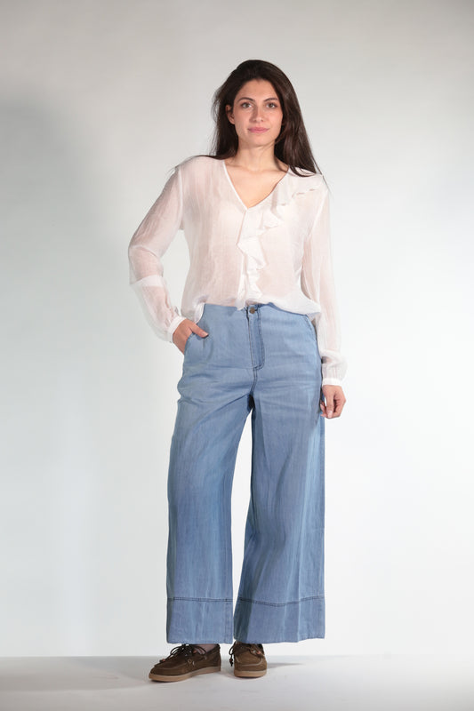 LISA PANTAPALAZZO CHAMBRAY LIGHT BLUE