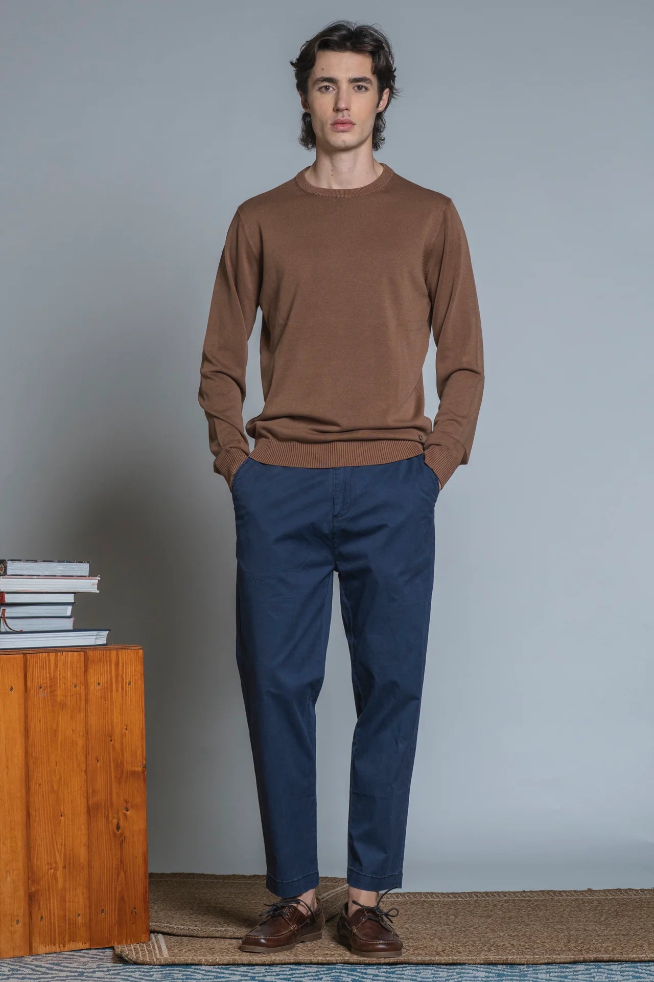 LORIS SWEATER ROUND NECK IN COTTON CHOCCOLATE