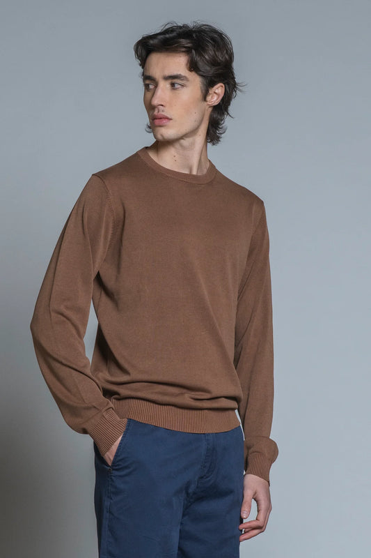 LORIS SWEATER ROUND NECK IN COTTON CHOCCOLATE
