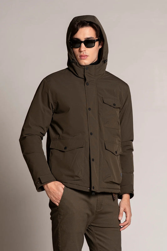LOUIS JACKET CON CAPPUCCIO OLIVE GREEN
