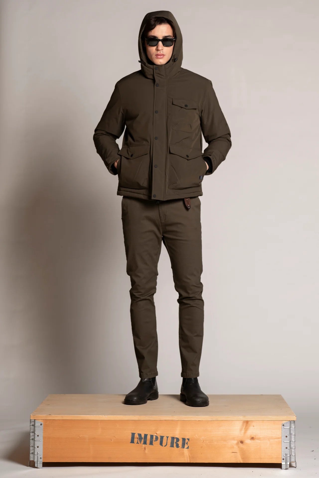 LOUIS JACKET CON CAPPUCCIO OLIVE GREEN
