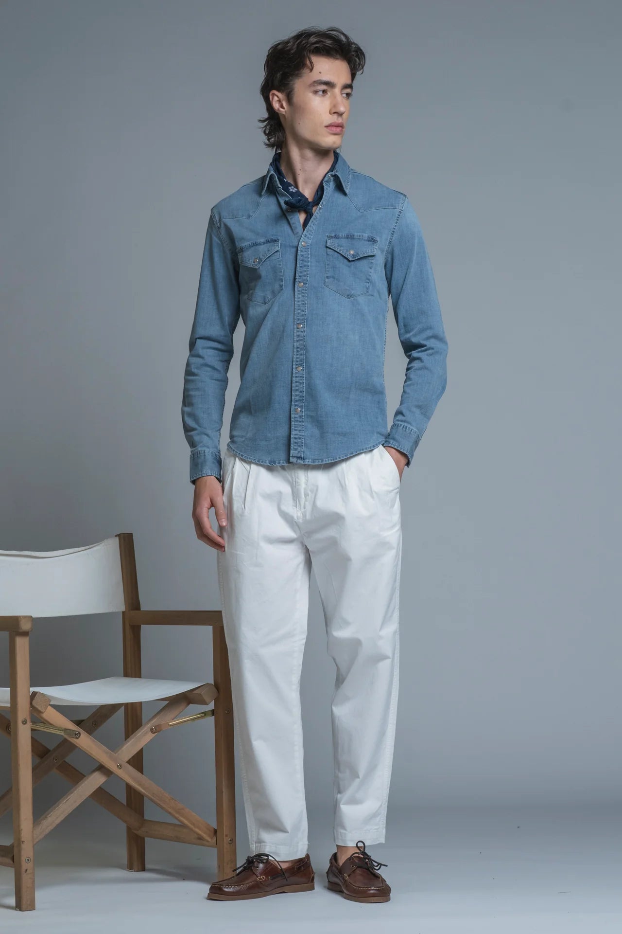 MICK CHINO LONG PINCES IN TWILL STRETCH OFFWHITE