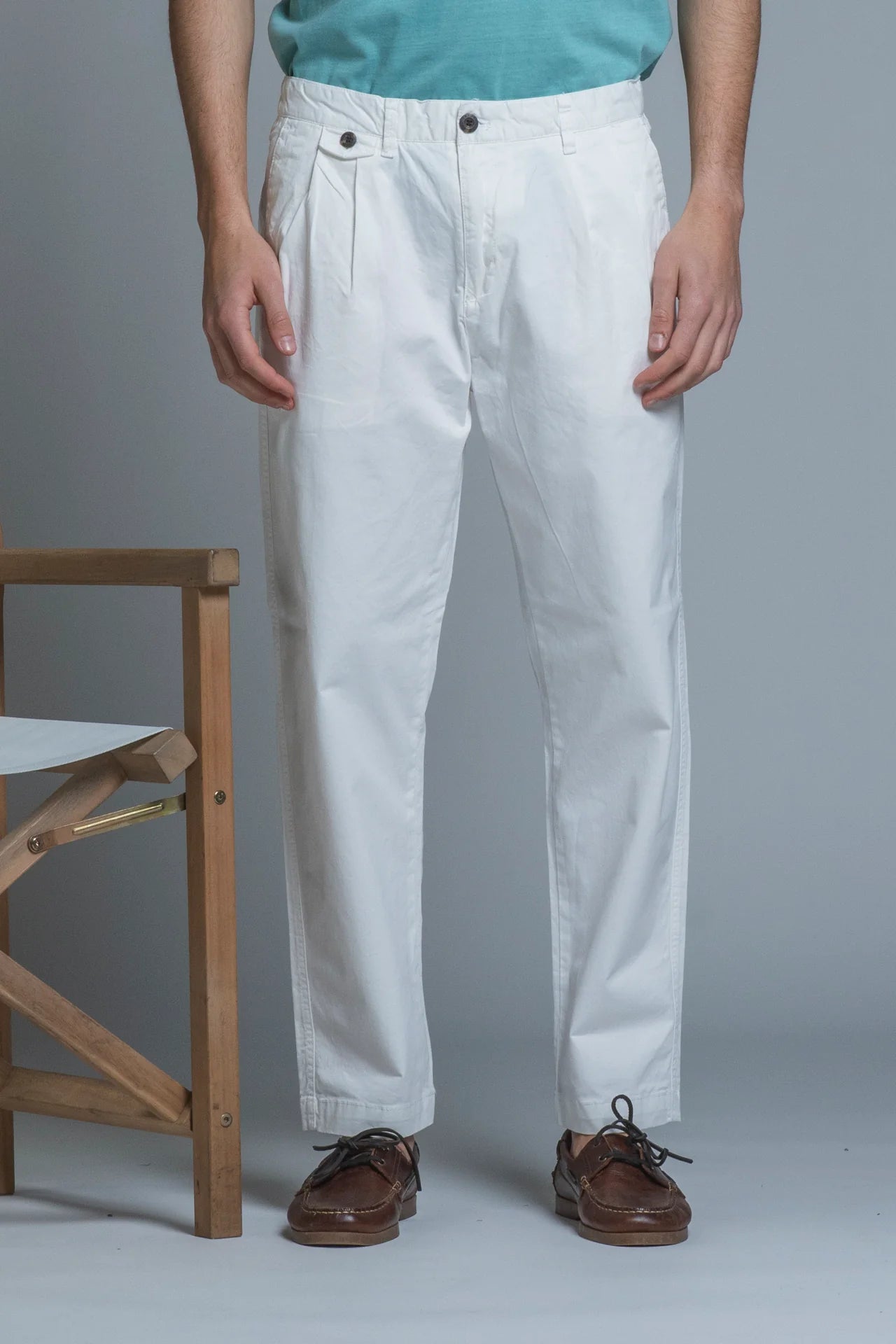 MICK CHINO LONG PINCES IN TWILL STRETCH OFFWHITE