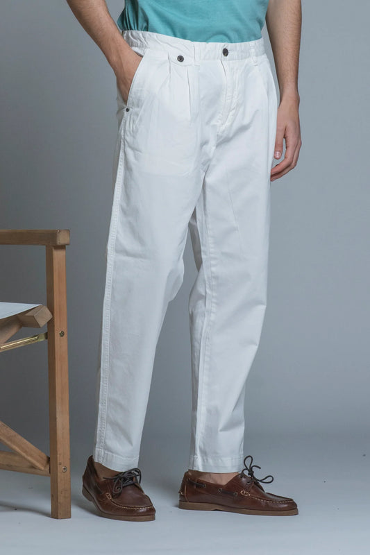 MICK CHINO LONG PINCES IN TWILL STRETCH OFFWHITE