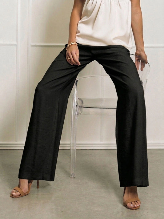 PANTALONE PALAZZO CON DOPPIA PINCE IN MODAL NERO