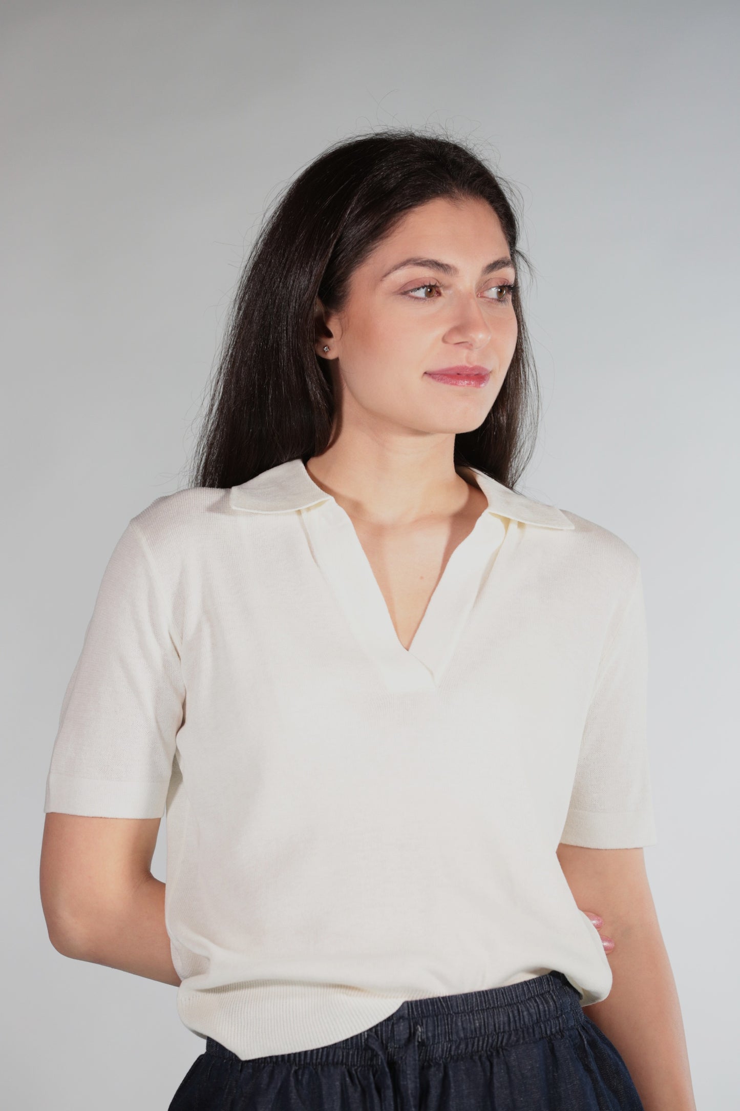 GINNY POLO IN FILO WHITE