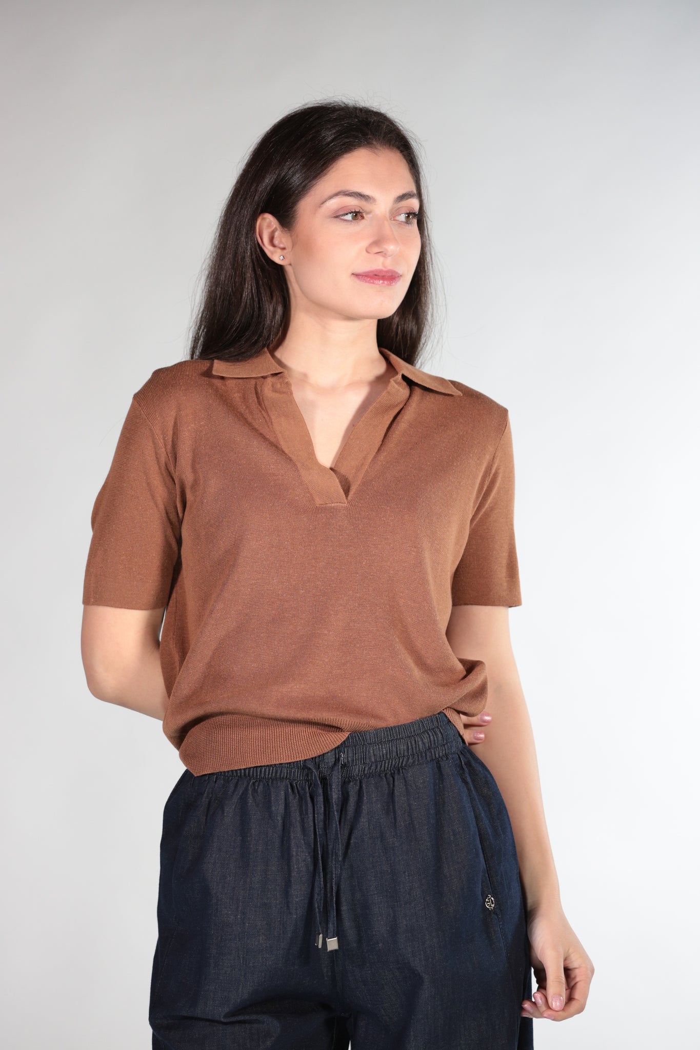 GINNY POLO IN FILO BROWN